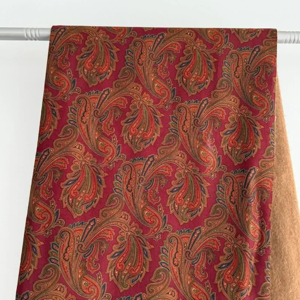 Brooks Brothers Cashmere & Silk Paisley Scarf Scotland Reversible Unisex Brown